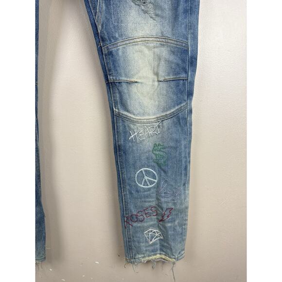 Billionaire Boys Club Men’s Size 30 Patchwork Floral Jeans Streetwear Denim - Picture 4 of 15